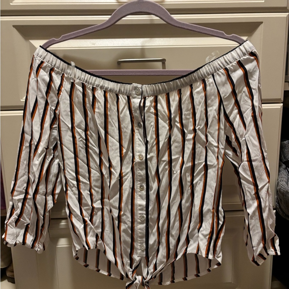 Striped Off-Shoulder Women's Top